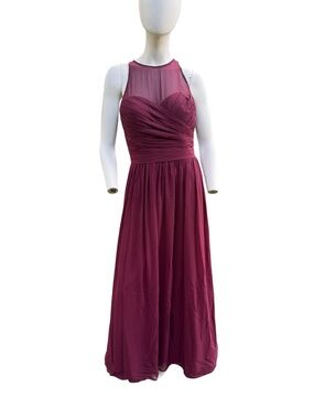 Bill Levkoff Wine Sleeveless Chiffon Maxi Dress